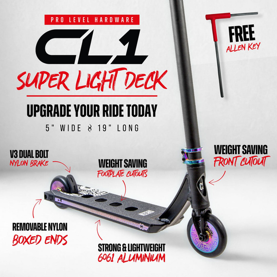 Trotinetă Freestyle CORE CL1 Complete Stunt Scooter Negru-Neochrome înălțime 85 cm