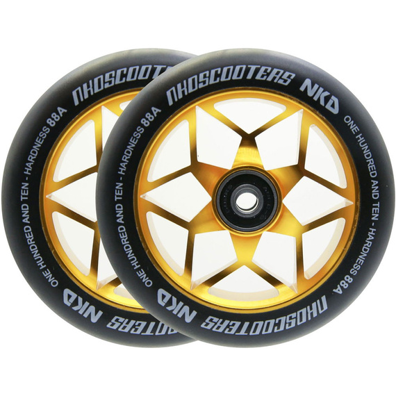 NKD Goat Stunt Scooter Roți negre și aurii 110 mm