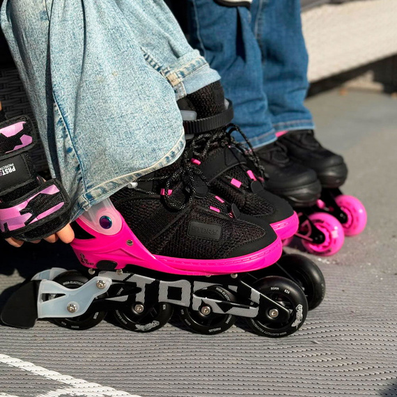 Patine în linie Story Motion reglabile Black-Pink-Black