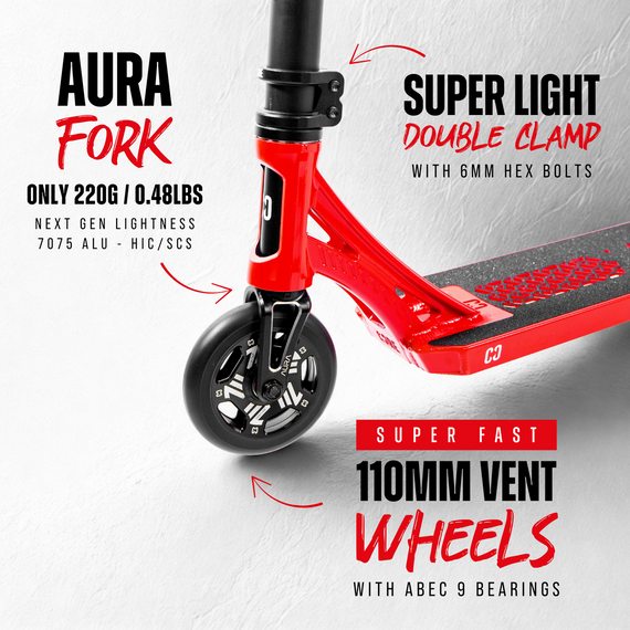 Trotinetă freestyle CORE SL3 Complete Stunt Scooter Roșu-Negru înălțime 92,5 cm