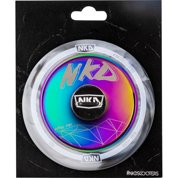 Roată pentru scuter NKD Metal Pro alb și negru 110 mm