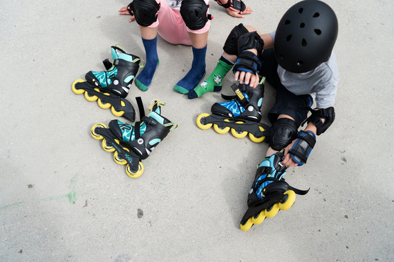 Patine cu rotile reglabile K2 Raider Pro pentru copii Albastru și galben
