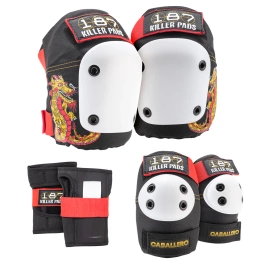 Set de Protecții 187 Killer Pads x Steve Caballero Six Pack Set Negru-Roșu-Auriu