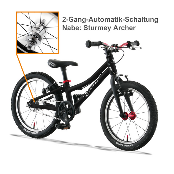 KUbikes bicicletă super ușoară pentru copii 16S 2 viteze Negru și roșu