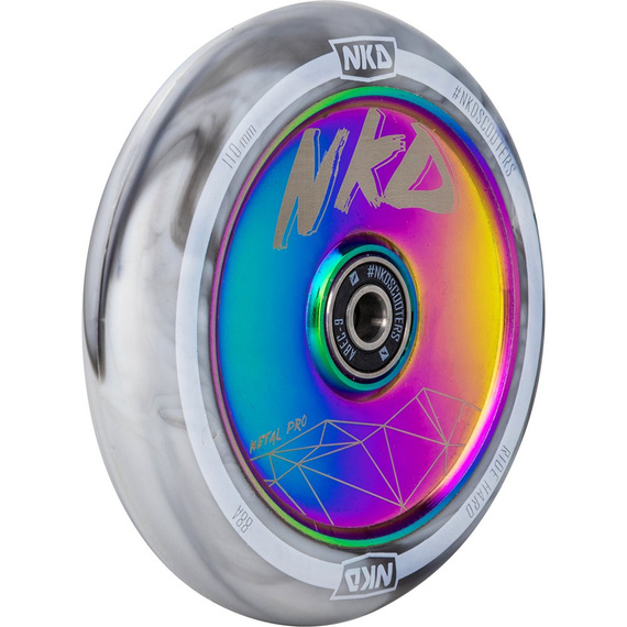 Roată pentru scuter NKD Metal Pro alb și negru 110 mm