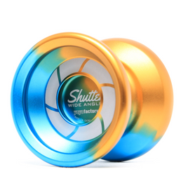 Yoyo de metal pentru avansat YoYoFactory Shutter Wide Angle Splash Orange și turcoaz