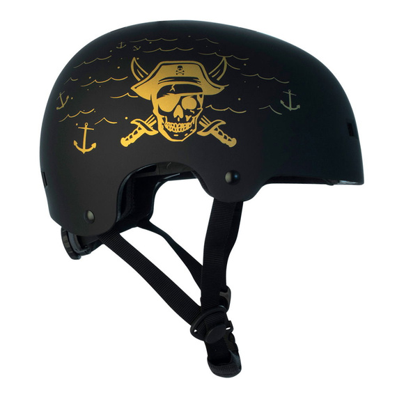 NKX Brain Saver Cască de skateboarding negru și auriu Pirate