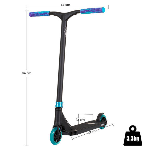 NKD Park Stunt scuter negru și albastru wys. 84 cm