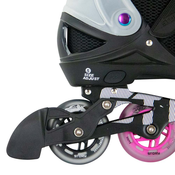 Patine în linie Story Motion reglabile Black-Pink-Black