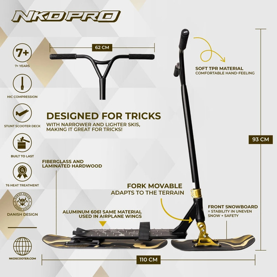 NKD Pro Snow Stunt Scooter negru și aur wys. 93 cm