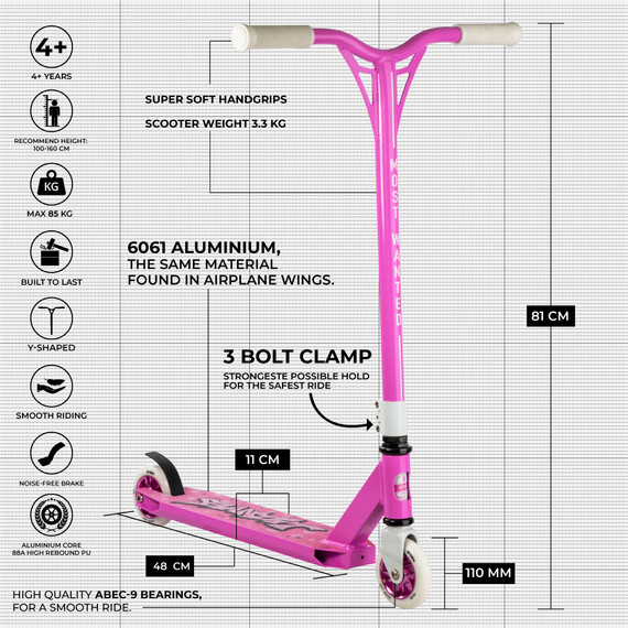 Scuter de performanță Story Bandit DOS Pink Wys. 81 cm