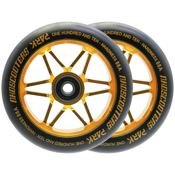 NKD Park Stunt Scooter Roți negre și aurii 110 mm
