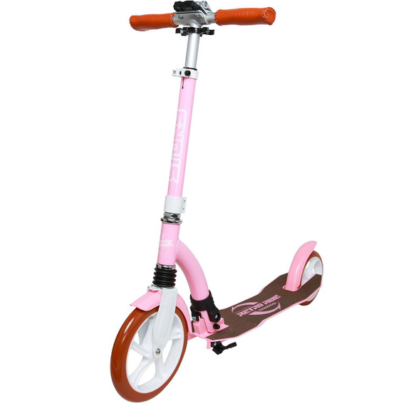Transport urban Scooter cu suspensie frontală Story Retro Ride roz și alb