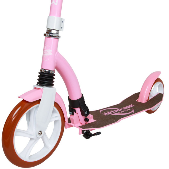 Transport urban Scooter cu suspensie frontală Story Retro Ride roz și alb