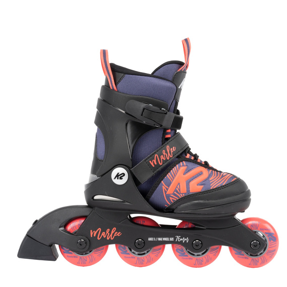 Patine cu rotile reglabile K2 Marlee pentru copii Black-Purple-Coral