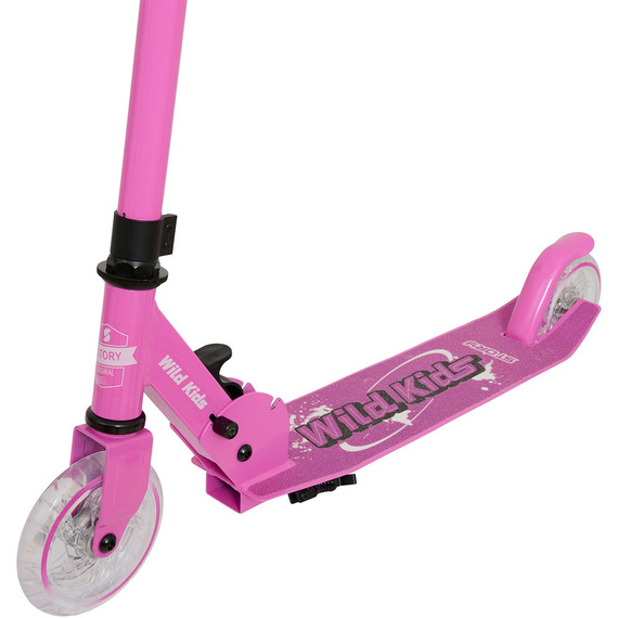 Scuter de transport urban pentru copii și adolescenți Story Wild Kids Pink LED wys. 73-85 cm