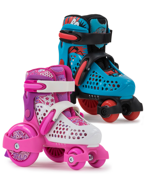 Patine quad pentru copii SFR Stomper ajustabile Albastru și negru