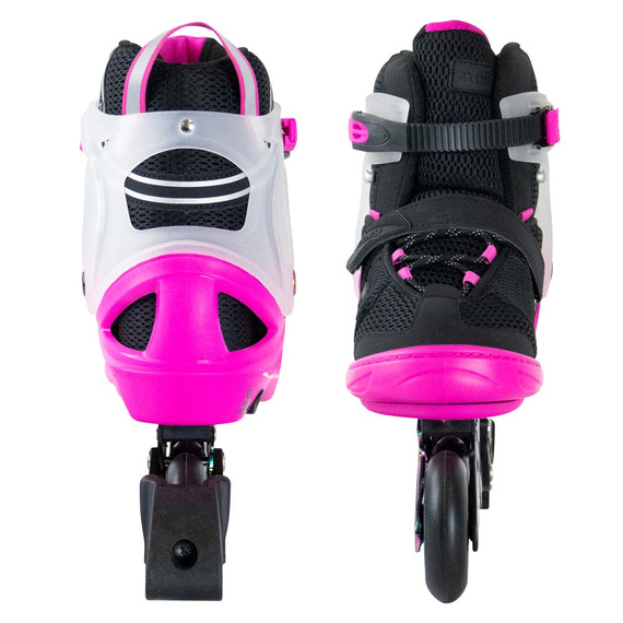 Patine în linie reglabile Story Motion Black Pink și Rainbow