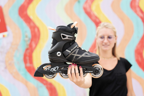 Patine cu rotile K2 ALEXIS 80 BOA Negru și roz