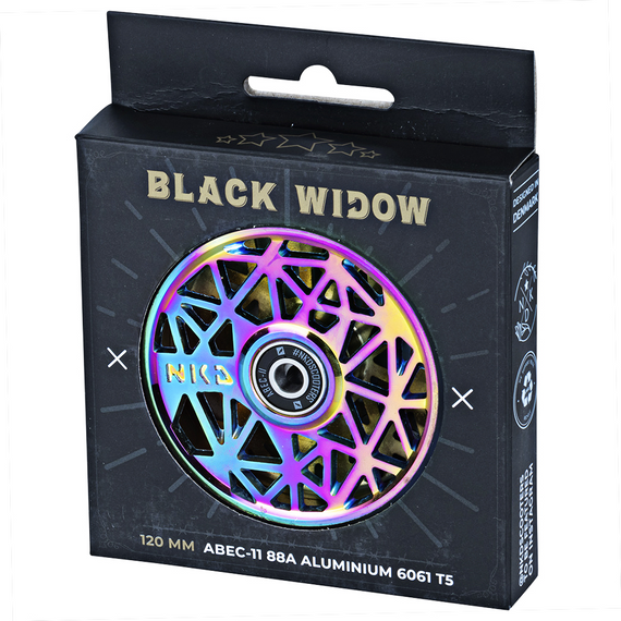 Roată pentru scuter NKD Black Widow albastru și curcubeu 120 mm