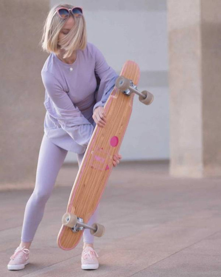 Longboard pentru dansatori NKX Geometric Olive Pink 112 cm