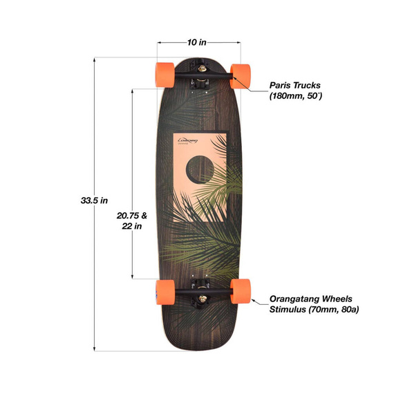 Skateboard Cruiser Loaded Omakase All-Round Longboard Complet Palm 33.5"