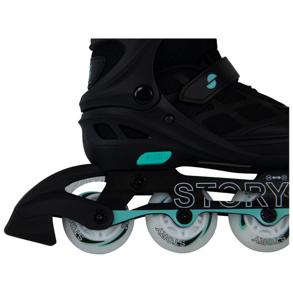 Story Midnight Adjustable Inline Skates Black-Mint LED