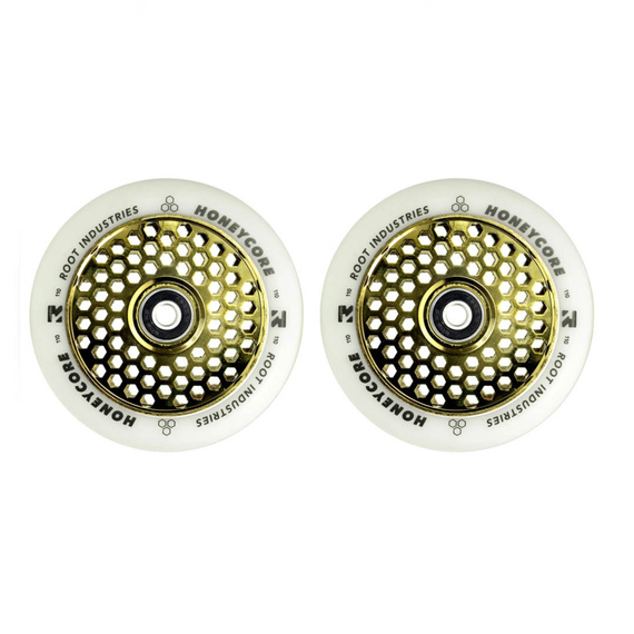 Root Industries Honeycore White Pro Scooter Wheels 2-Pack Gold Rush Gold 110 mm (2 buc).)