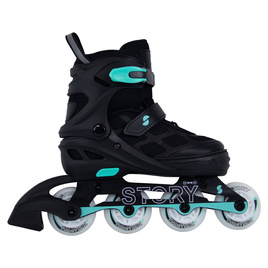 Story Midnight Adjustable Inline Skates Black-Mint LED