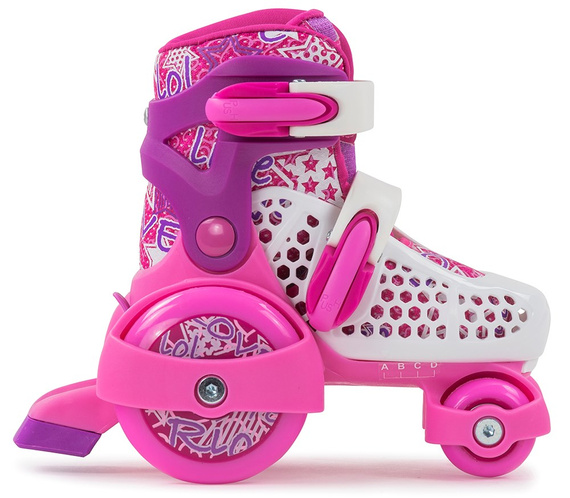 Patine Quad pentru copii reglabile SFR Stomper roz și alb