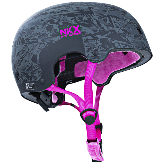 NKX Brain Saver BCP Cască de skateboarding negru și roz