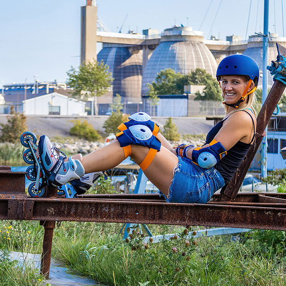 NKX Brain Saver cască de skateboard albastru marin și portocaliu