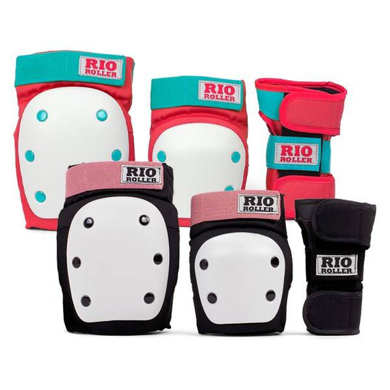 RIO ROLLER Triple Pad Protectors Set L negru și roz