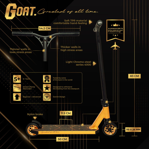 NKD GOAT Stunt scuter Gold wys. 83 cm