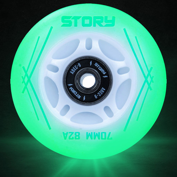 Glowing Story Inline Skates Wheels Mint LED 64 mm (8 buc).)