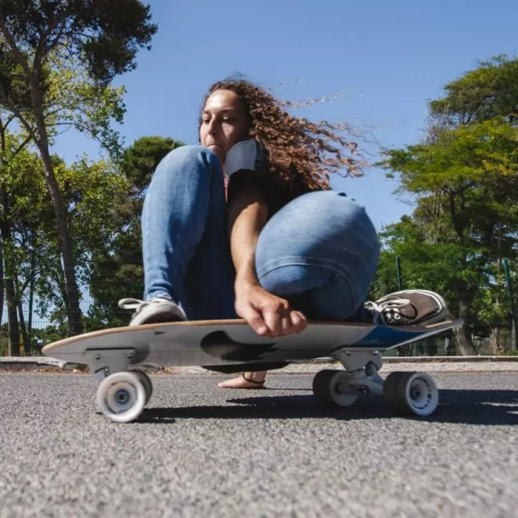 Surfskate Skateboard NKX Maverick Tahiti alb-albastru 30 "