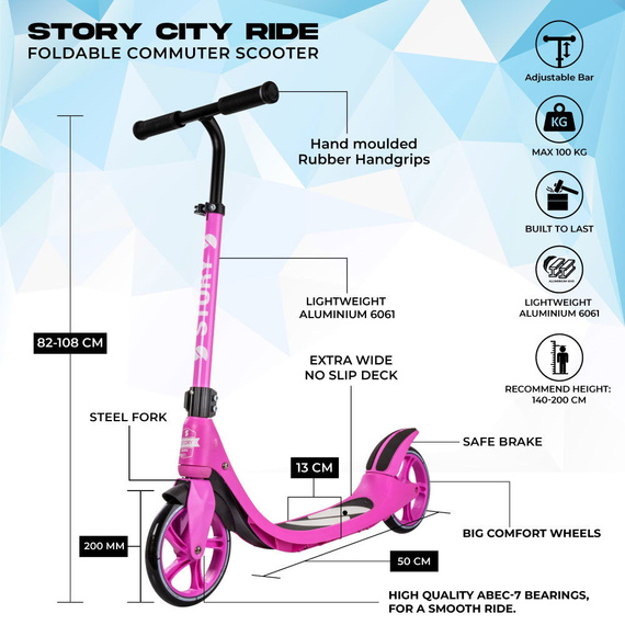 STORY City Ride scuter pentru adulți Roz