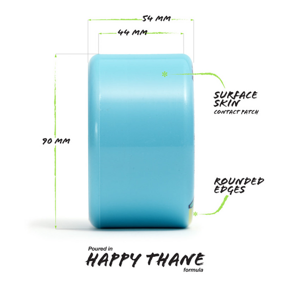 Orangatang Bee's Longboard Knees Roți albastru 90mm 77A