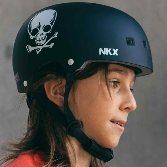 NKX Brain Saver Skateboard Helmet Black Skull