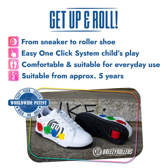 Pantofi Breezy Rollers Splash alb și albastru deschis