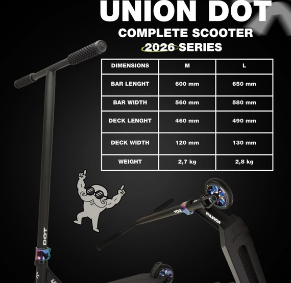 Union Dot M Scooter Scuter de performanță Negru-Neochrome wys. 85 cm