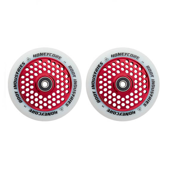 Root Industries Honeycore White Pro Scooter Wheels 2-Pack Red 110 mm (2 buc).)