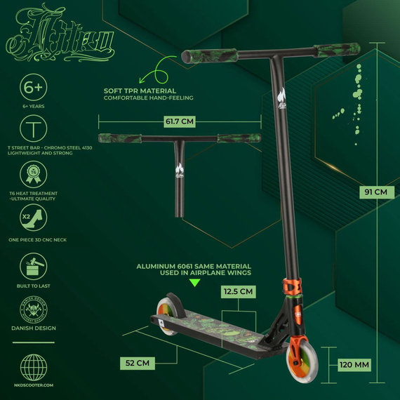 Scuter de înaltă performanță NKD Nitro Street Rasta. 91 cm