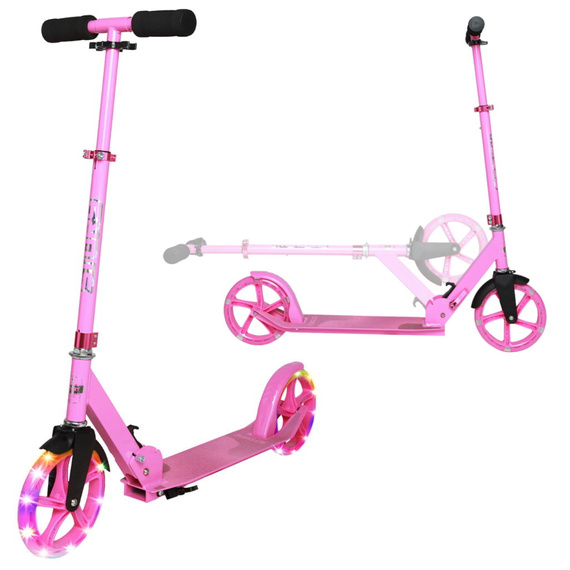 Scuter de transport cu roți mari Story Urban GO! LED roz