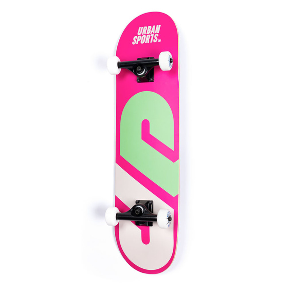 Skateboard complet Urban Sports cu logo roz 8.0"