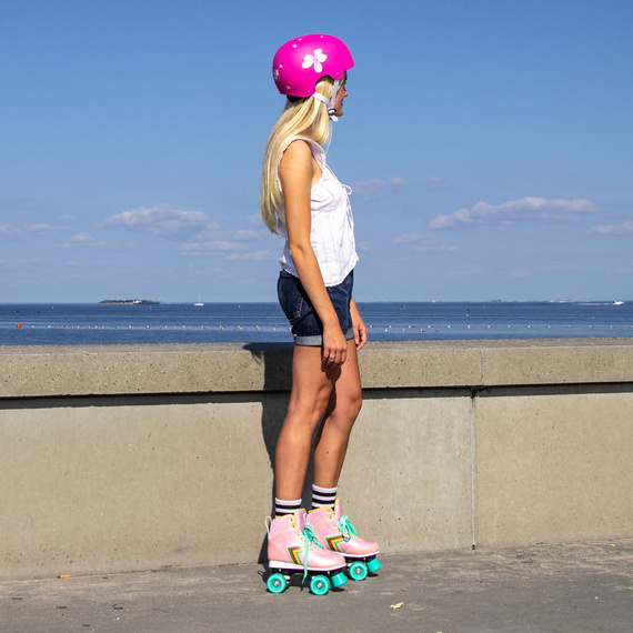 NKX Brain Saver Flower roz și alb Cască de skateboard