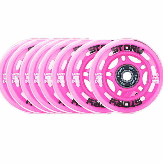 Story Inline Skates Roți roz 64 mm (8 buc) cu rulmenți.)