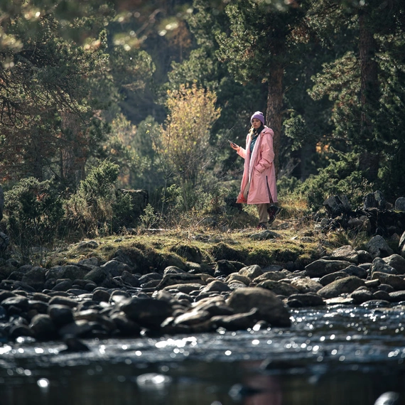 Poncho Poncho Jacket Story Change Robe Roz deschis