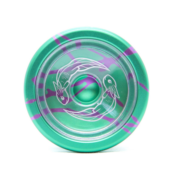 Yoyo pentru avansați YoYoFactory Axolotl Metal Green-Purple Splash