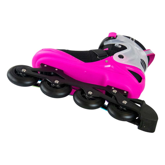 Patine în linie reglabile Story Motion Black Pink și Rainbow